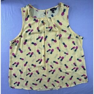 Torrid Yellow Pink Pineapples Tank Top 2/2X‎ Summer Tropical Vacation